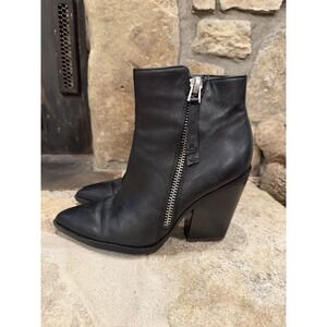 Naturalizer Womens Zip Up Ankle Leather Boot Booties Black 6.5W